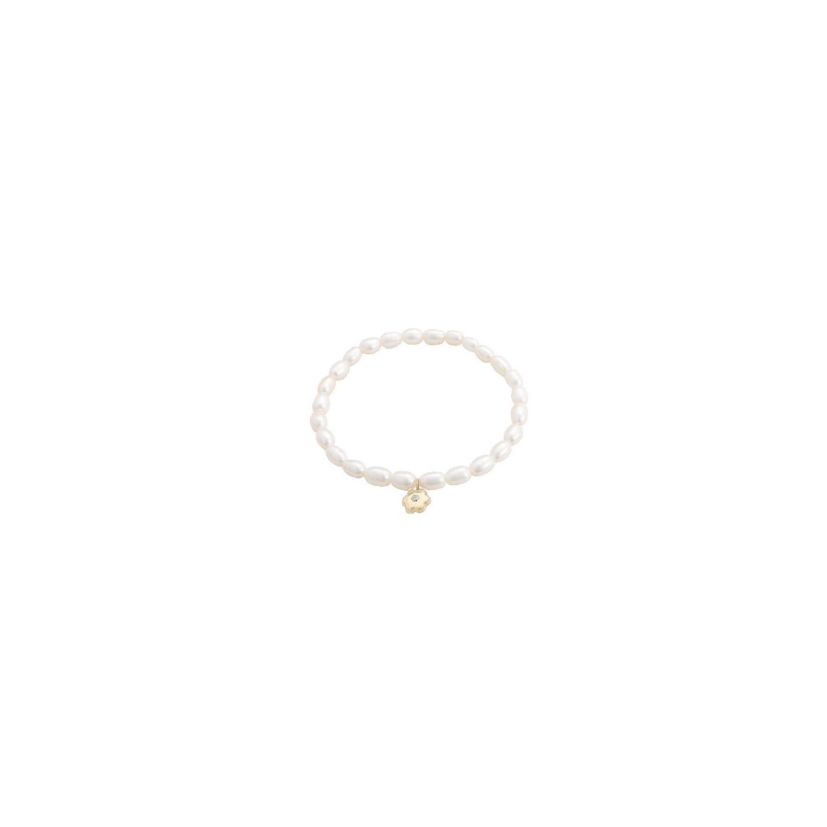 PULSERA PERLAS ELÁSTICA FLOR CIRCONITA COMUNIÓN - 210-902P