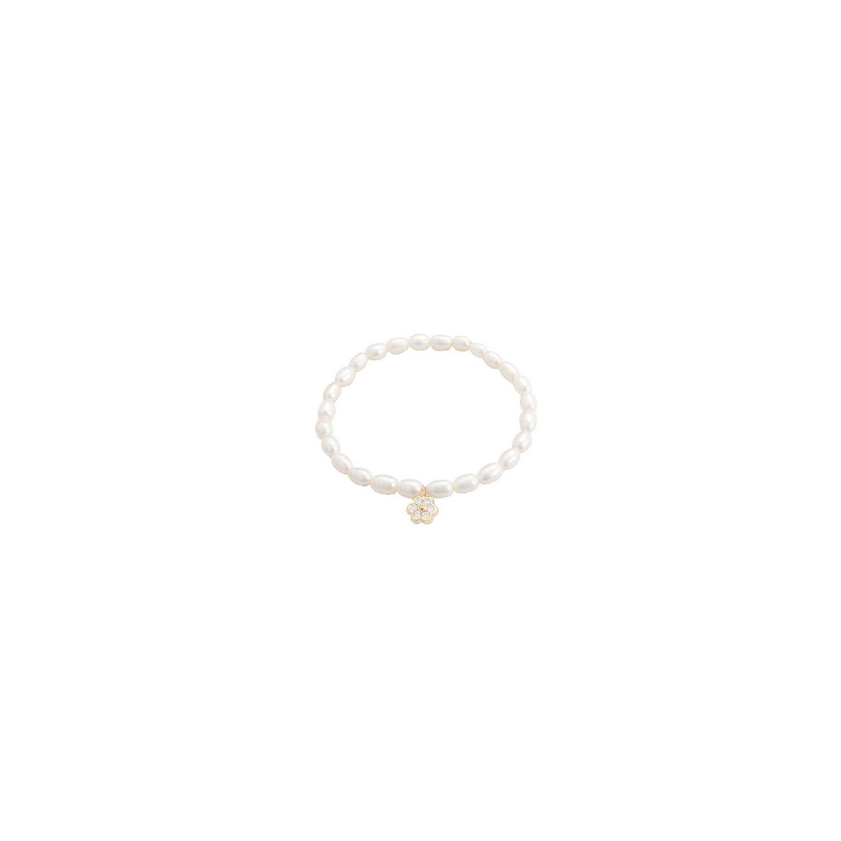 PULSERA DE PERLAS ELASTICA FLOR CIRCONITAS COMUNIÓN - 210-899P