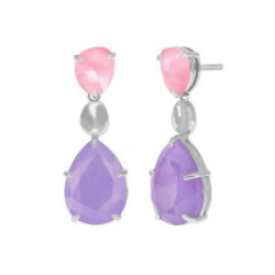PENDIENTES MAREA LARGOS CUARZO ROSA AMATISTA - D03501/AC