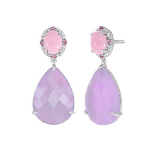 PENDIENTES MAREA PLATA CUARZO ROSA CIRCONITAS - D03501/AS