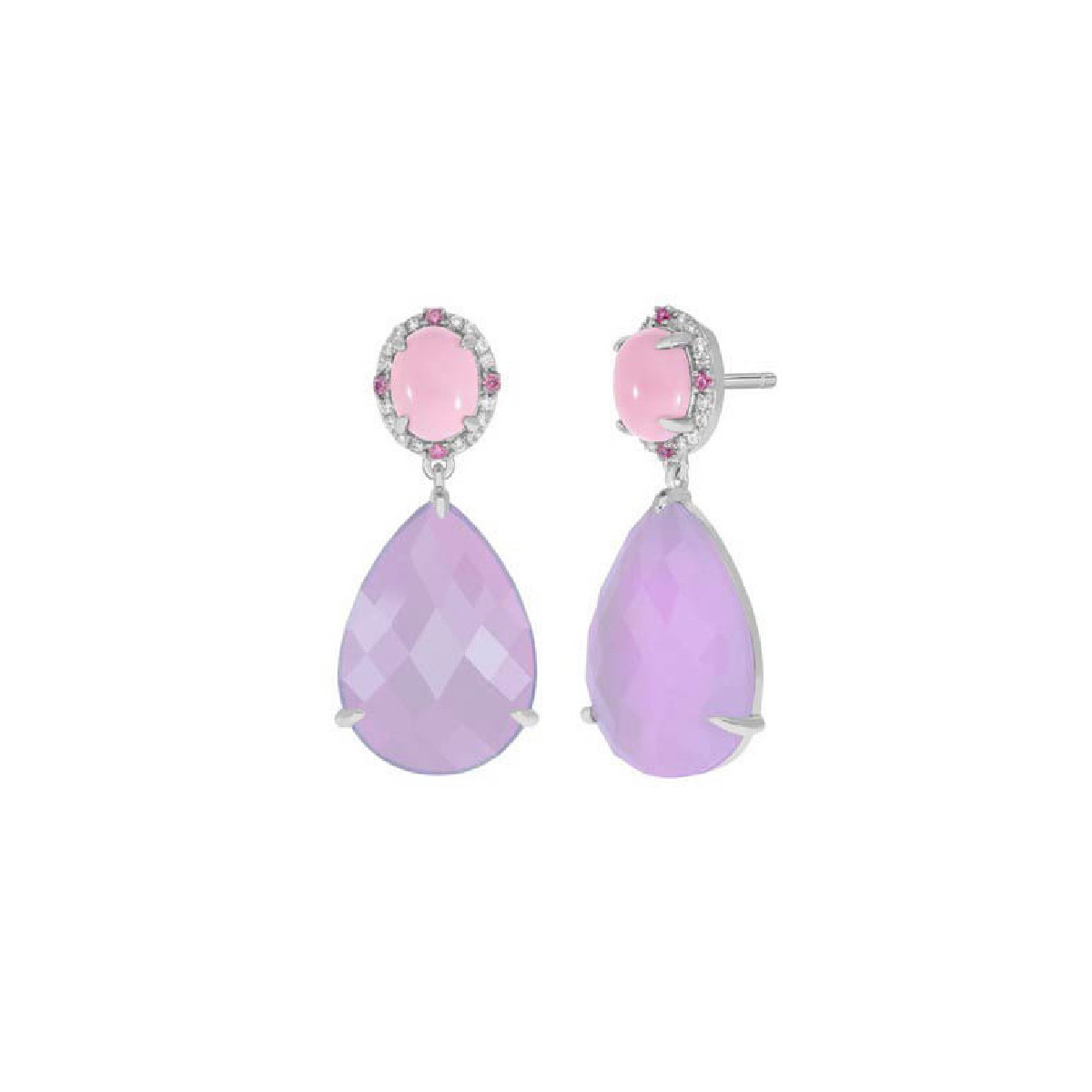PENDIENTES MAREA PLATA CUARZO ROSA CIRCONITAS - D03501/AS