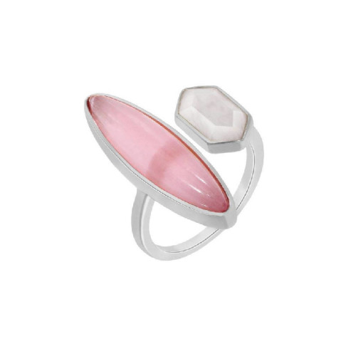 ANILLO MAREA PLATA CUARZO ROSA BLANCO - D03506/AN14