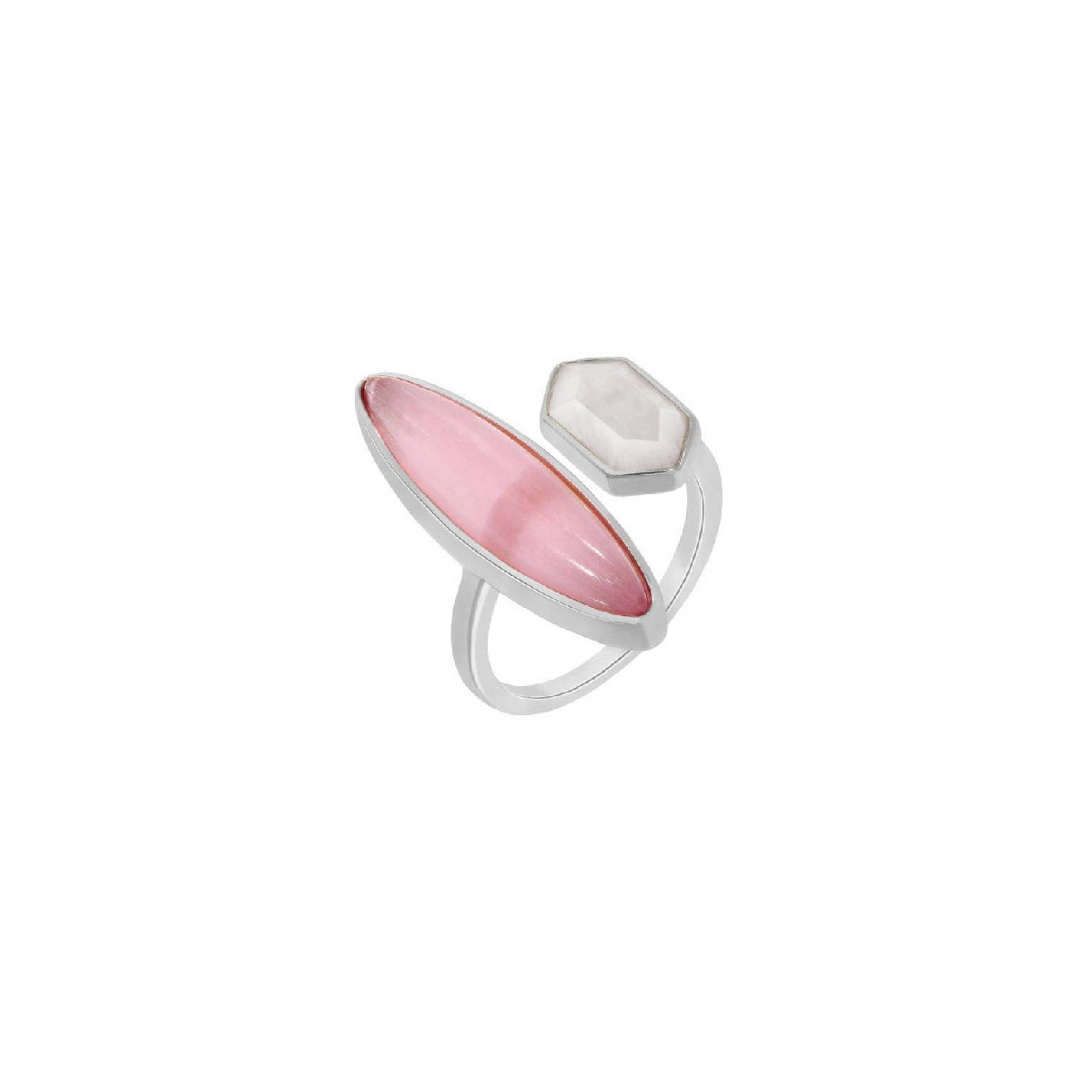 ANILLO MAREA PLATA CUARZO ROSA BLANCO - D03506/AN14