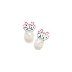 PENDIENTES AGATHA ROSCA MARIPOSA PERLA - 040ROS