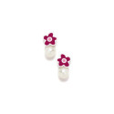 PENDIENTES AGATHA  ROSCA TUYO FLOR FUCSIA PERLA - 036ROS