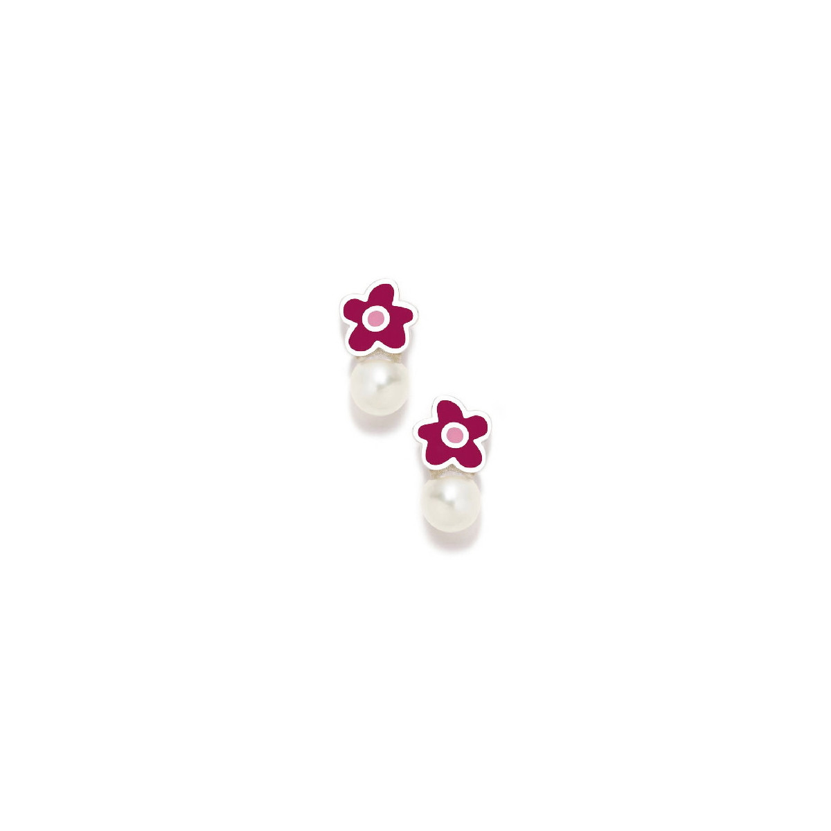 PENDIENTES AGATHA  ROSCA TUYO FLOR FUCSIA PERLA - 036ROS