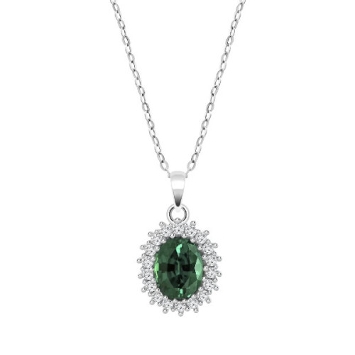 GARGANTILLA LOTUS SILVER PIEDRA VERDE - LP3459-1/3