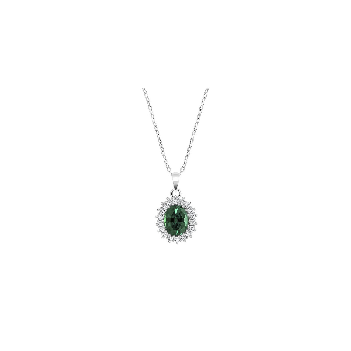 GARGANTILLA LOTUS SILVER PIEDRA VERDE - LP3459-1/3