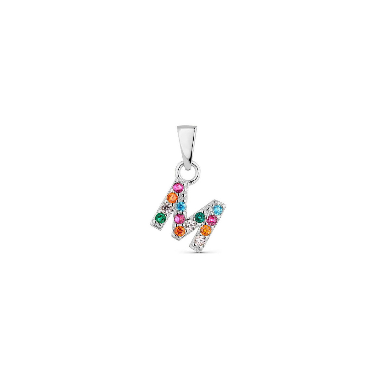 COLGANTE PROMOJOYA INICIAL PLATA M CIRCONITAS COLOR - 9113028