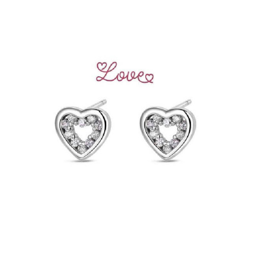 PENDIENTES PROMOJOYA CIRCONITAS LOVE CORAZÓN - 9121326