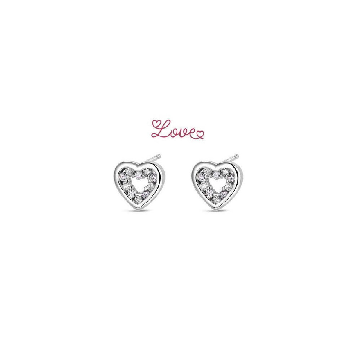PENDIENTES PROMOJOYA CIRCONITAS LOVE CORAZÓN - 9121326