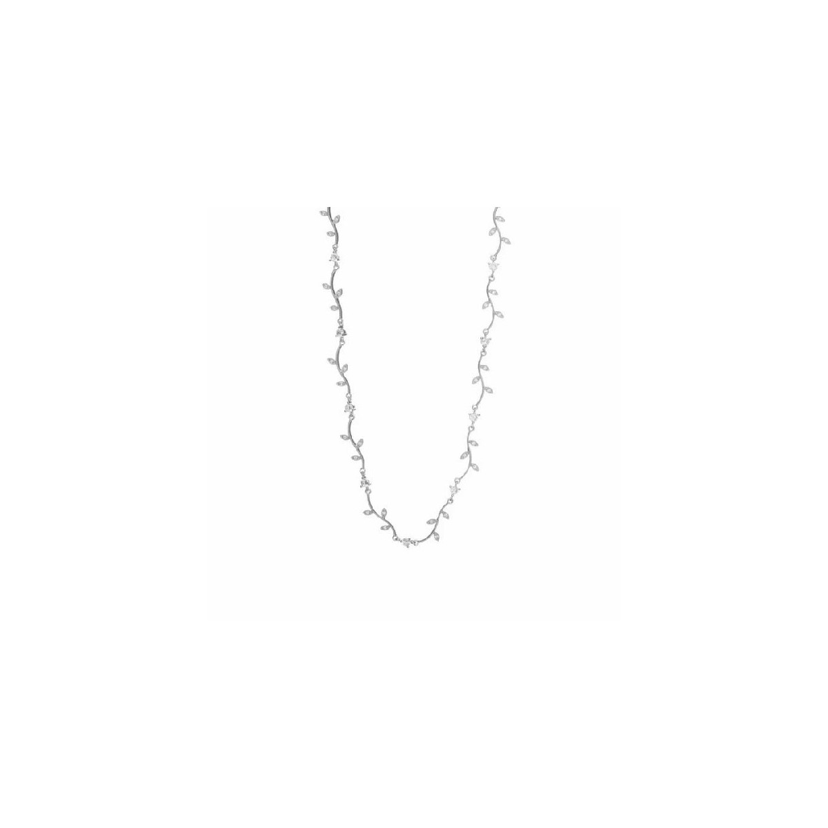 GARGANTILLA LINEARGENT PLATA HOJAS CIRCONITAS - 12968-C