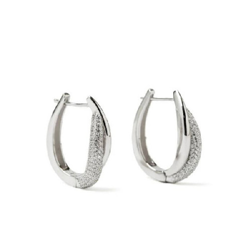 PENDIENTES LINEARGENT AROS PLATA OVAL MITAD CIRCONITAS - 19839-A