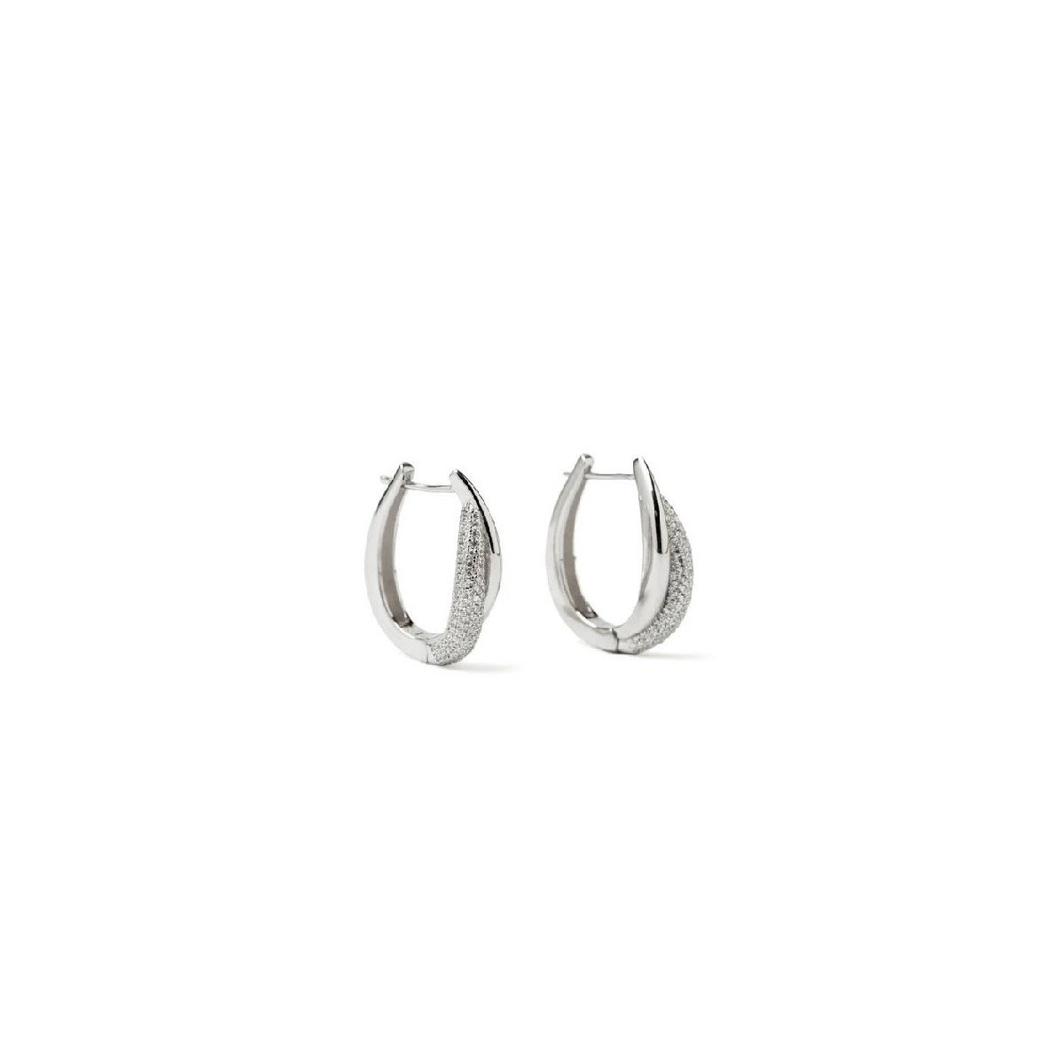 PENDIENTES LINEARGENT AROS PLATA OVAL MITAD CIRCONITAS - 19839-A