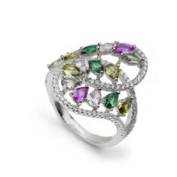 SORTIJA LINEARGENT PLATA MULTICOLOR CIRCONITAS - 20104-W-R