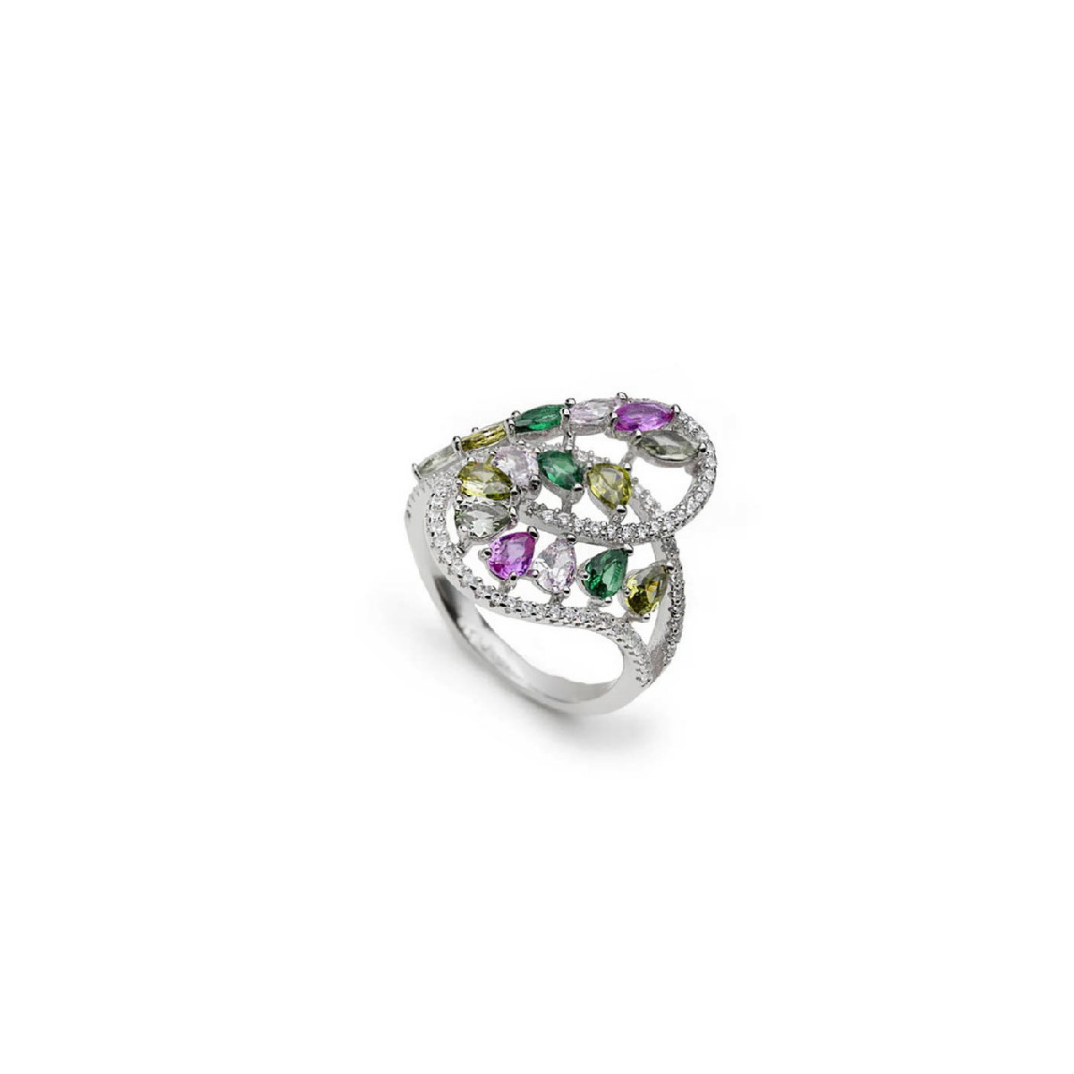 SORTIJA LINEARGENT PLATA MULTICOLOR CIRCONITAS - 20104-W-R