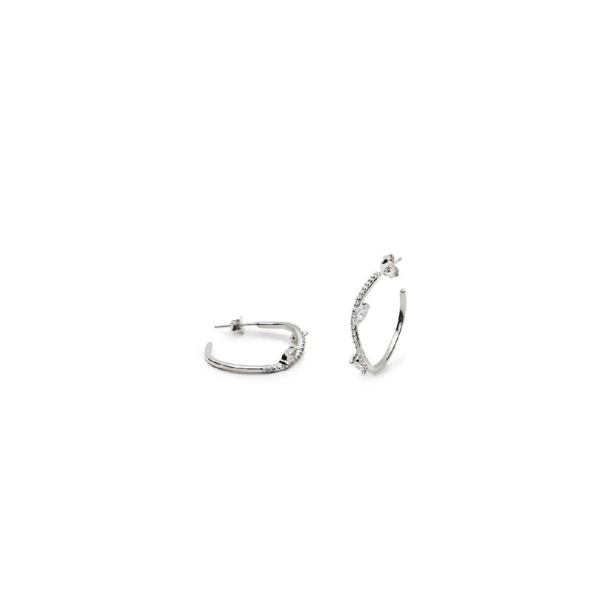 PENDIENTES LINEARGENT AROS PLATA CIRCONITAS - 19702-A