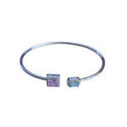 CAÑA PULSERA LINEARGENT PLATA ABIERTA TOPACIO ROSA FRANCIA - 20486-E