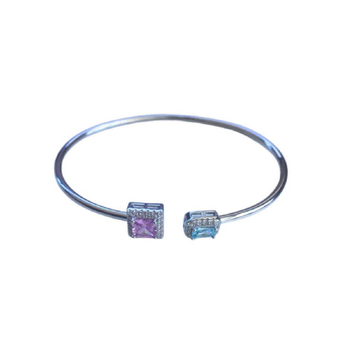 CAÑA PULSERA LINEARGENT PLATA ABIERTA TOPACIO ROSA FRANCIA - 20486-E
