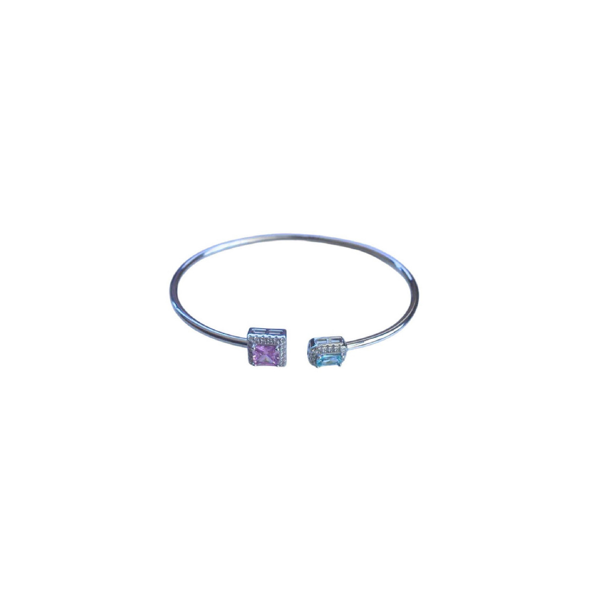 CAÑA PULSERA LINEARGENT PLATA ABIERTA TOPACIO ROSA FRANCIA - 20486-E