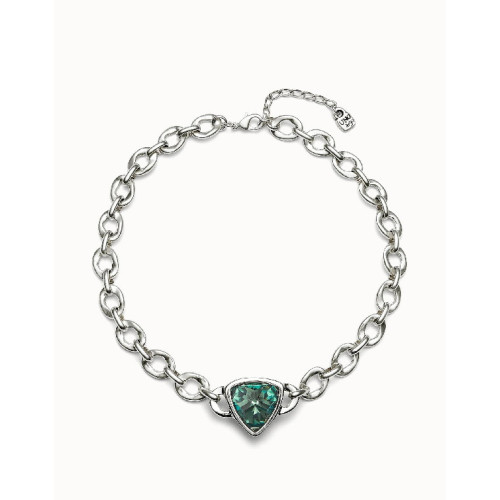 GARGANTILLA UNO DE 50 PPLATEADO ESLABONES CRISTAL VERDE - COL1979VRDMTL0U