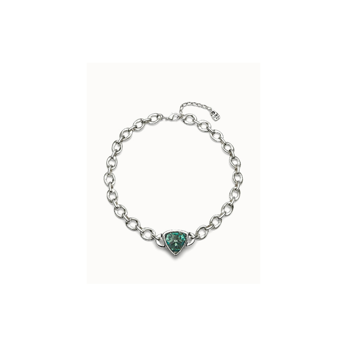 GARGANTILLA UNO DE 50 PPLATEADO ESLABONES CRISTAL VERDE - COL1979VRDMTL0U