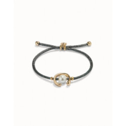 PULSERA UNO DE 50 PLATEADA HILO NEGRO PERLA - PUL2505GRSORO0M