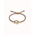 PULSERA UNO DE 50  PLATEADA HILO MARRON PERLA - PUL2505MARORO0M