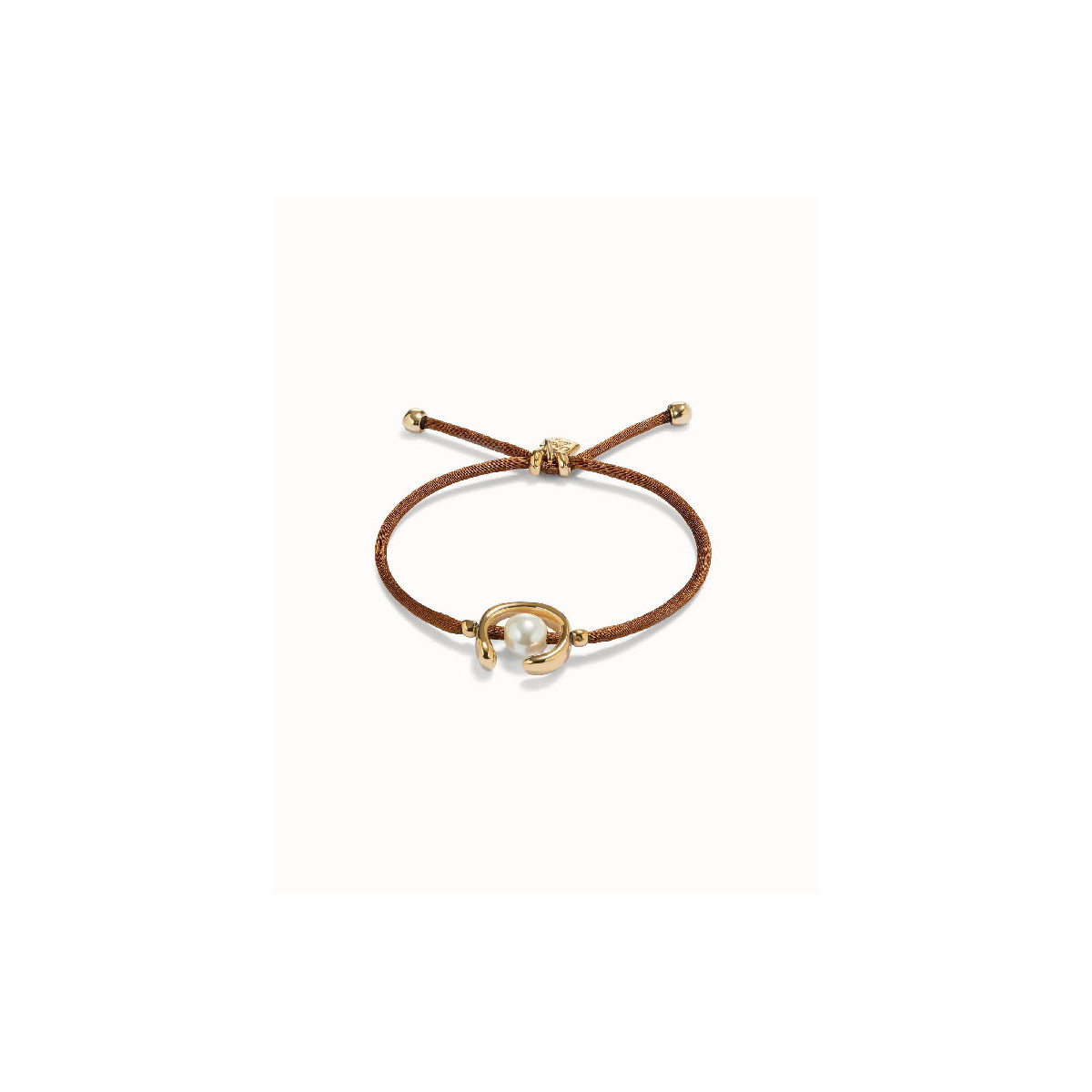 PULSERA UNO DE 50  PLATEADA HILO MARRON PERLA - PUL2505MARORO0M
