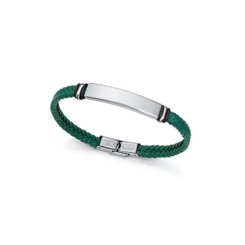 PULSERA VICEROY PLACA Y CUERO VERDE - 15180P01016