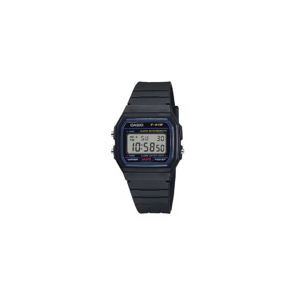 RELOJ CASIO CLÁSICO DIGITAL RESINA BLACK - F-91W-1YEG