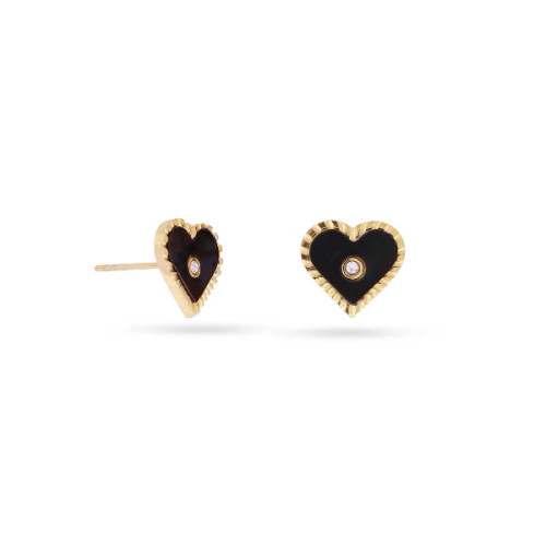 PENDIENTES  ANARTXY HEART BLACK SHORT - DPE307B