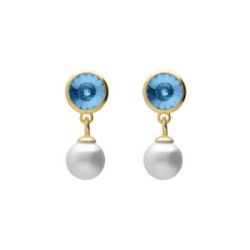 PENDIENTES VICTORIA CRUZ PERLA AGUA MARINA - A5753-10DT