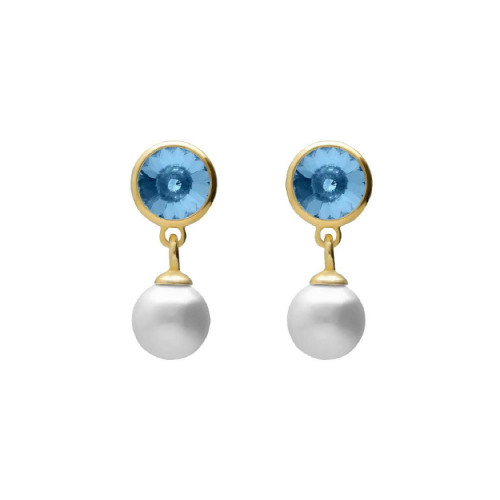 PENDIENTES VICTORIA CRUZ PERLA AGUA MARINA - A5753-10DT