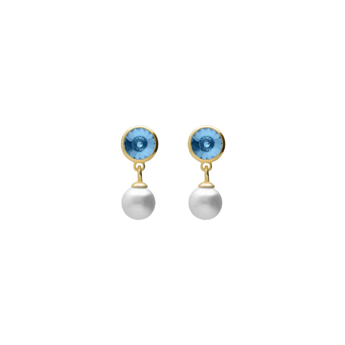 PENDIENTES VICTORIA CRUZ PERLA AGUA MARINA - A5753-10DT