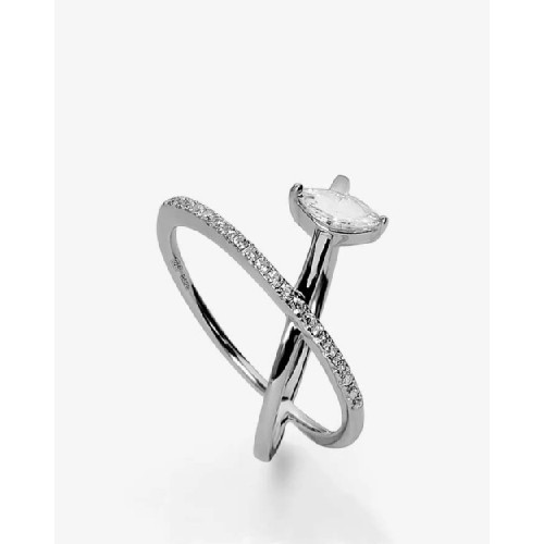 ANILLO LINEARGENT PLATA CRUZADO SOLITARIO - 20317-R