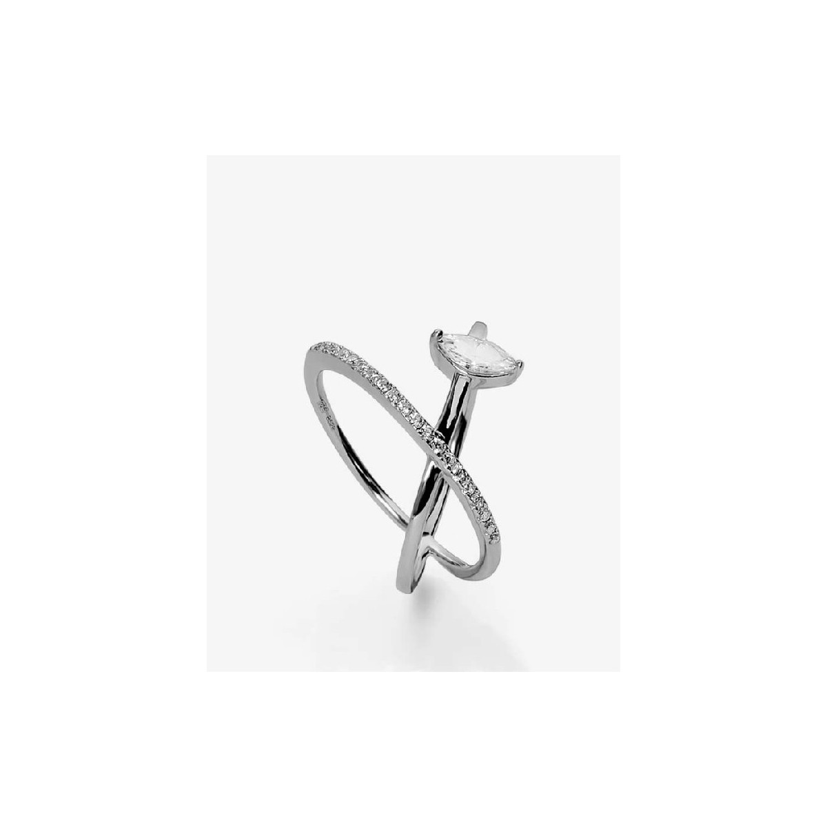 ANILLO LINEARGENT PLATA CRUZADO SOLITARIO - 20317-R