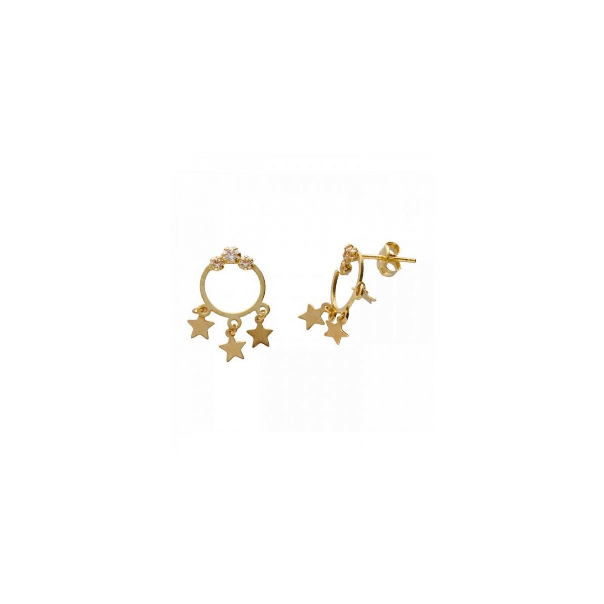 CRIOLLAS ORO CON CIRCONITAS Y ESTRELLAS - M-648242A