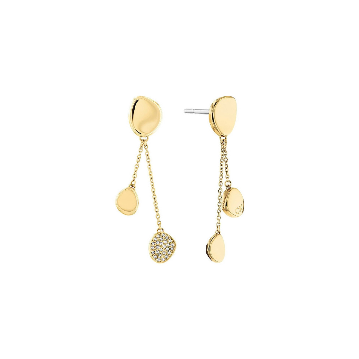 PENDIENTES CALVIN KLEIN GOTAS ACERO Y CIRCONITAS DORADOS - 35000212