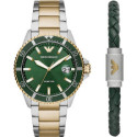 SET RELOJ Y PULSERA EMPORIO ARMANI VERDE Y DORADO - AR80063SET