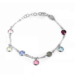 PULSERA VICTORIA CRUZ CRISTALES MULTICOLOR PLATA - A0691-MDP