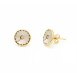 PENDIENTES VICTORIA CRUZ BOTÓN DORADO BEIGE - A2791-02T